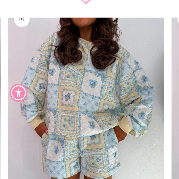 Floral Patchwork Sweatshirt and Shorts Set - Picture 2 of 3